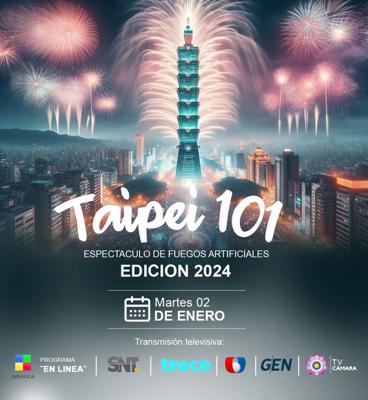 El espectáculo de fuegos artificiales en el rascacielos “Taipei 101” marca el inicio del año 2024