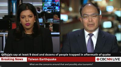 Ambassador Tseng Ho-jen interviewed by Abby Kuhathasan of CBC regarding the strong earthquake in Hualien