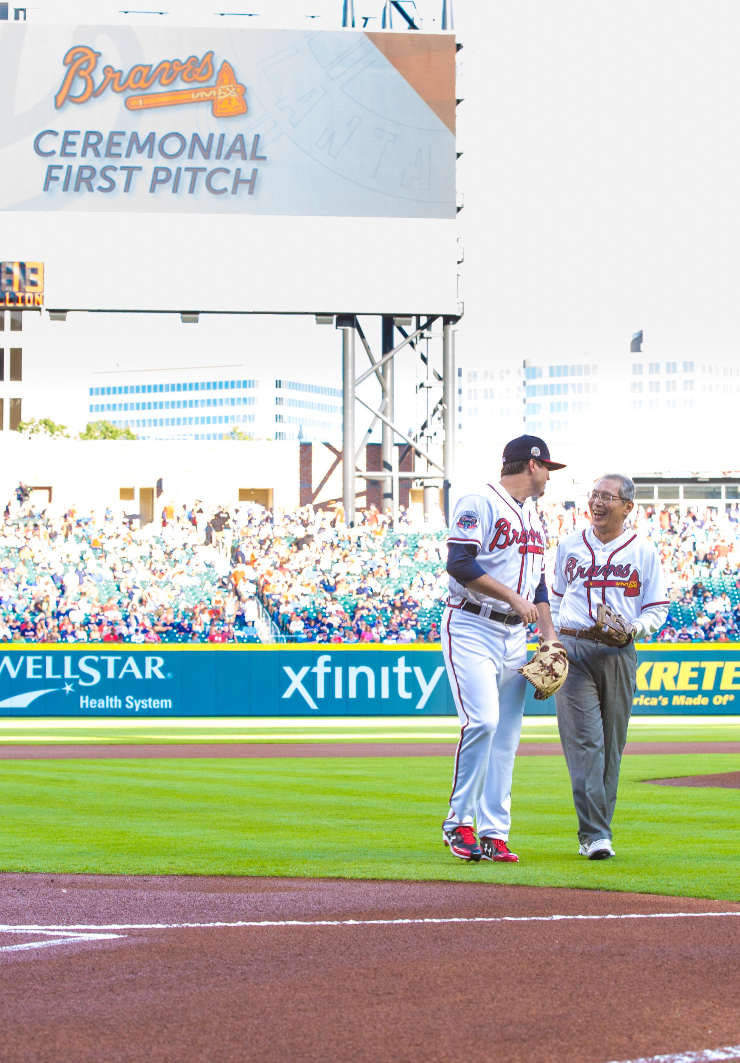 Representative Stanley Kao threw out the first pitch at SunTrust Park in Atlanta at a game between the Braves and Miami Marlins on June 16, 2017.