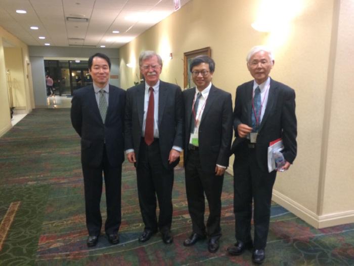 Mr. Calvin Ho, Director General of Taipei Economic and Cultual Office in Chicago photo with Mr. John Bolton, former US Ambassador to the UN, and Mr. Chung-Chih Li, President of NATPA (2nd from right)
