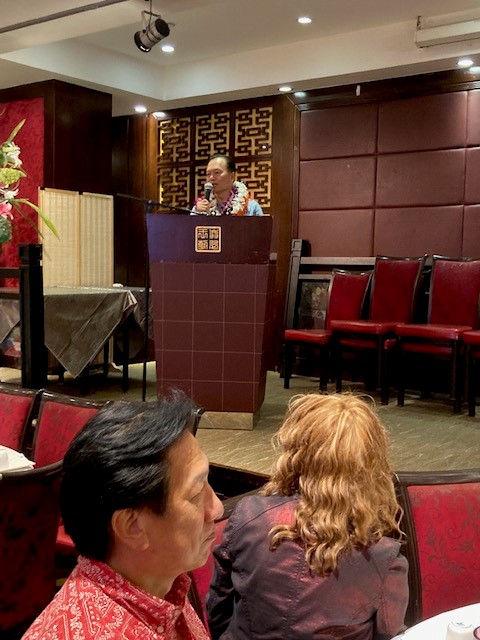 2022年11月23日林暉程處長應邀參加夏威夷中華總會館主辦之旅新聯合歡迎晚宴並致詞。