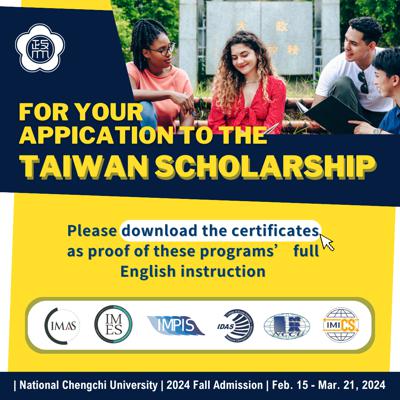 National Chengchi University English-Taught Programs open admission.