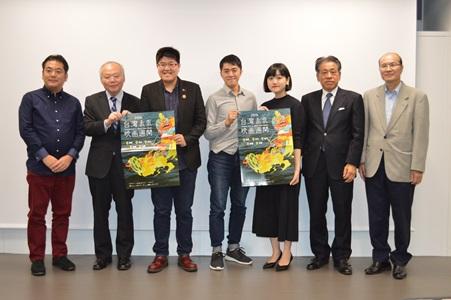 照片左起 夏原健･製作人、郭仲熙･駐日副代表、林瑋倫･台灣未來映像發展協會會長、陳柏宗･導演、徐子悅･導演、椎名保･東京國際影展主席、朱文清･台灣文化中心主任