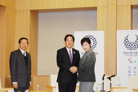 照片左起 謝長廷･駐日代表、賴清德･台南市長、小池百合子･東京都知事