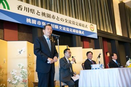 あいさつする謝長廷・駐日代表（写真提供：桃園市政府）