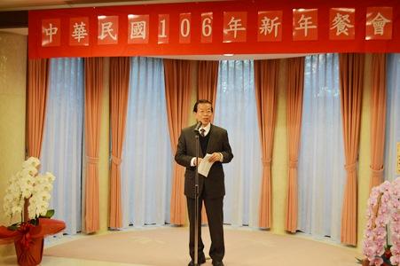 挨拶する謝長廷・駐日代表
