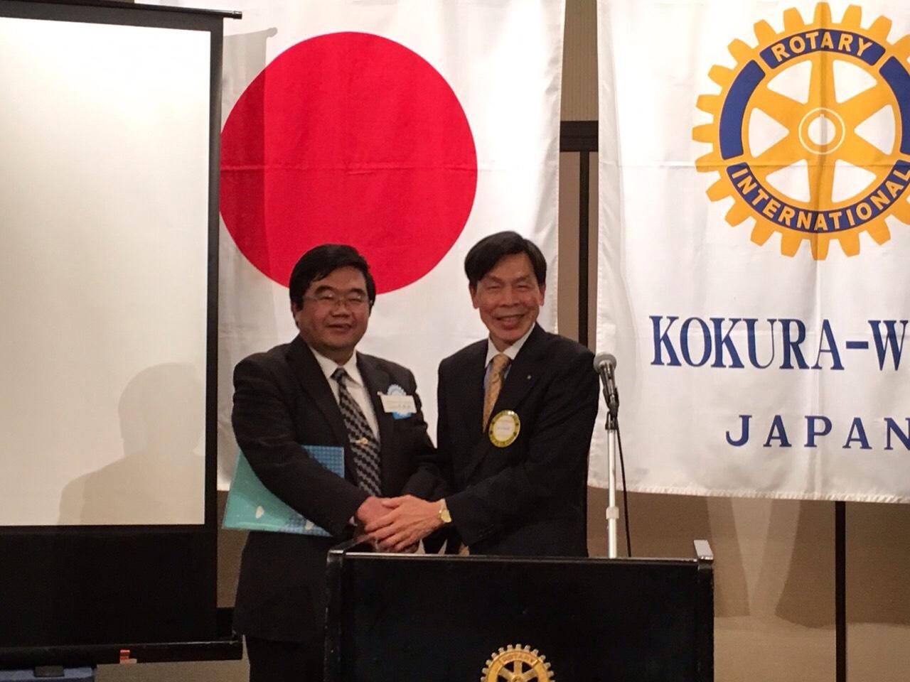3/17戎総領事が北九州市小倉西ロータリークラブにて「九州と台湾との強固な信賴関係」を題として講演を行った。
