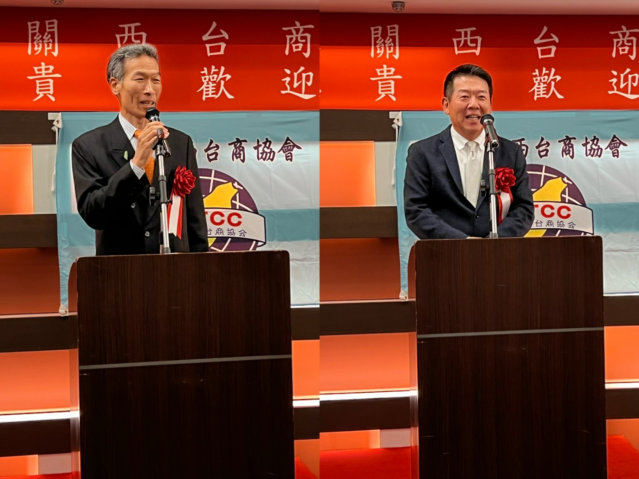 向明德處長(左)及楊立寧會長(右)致詞