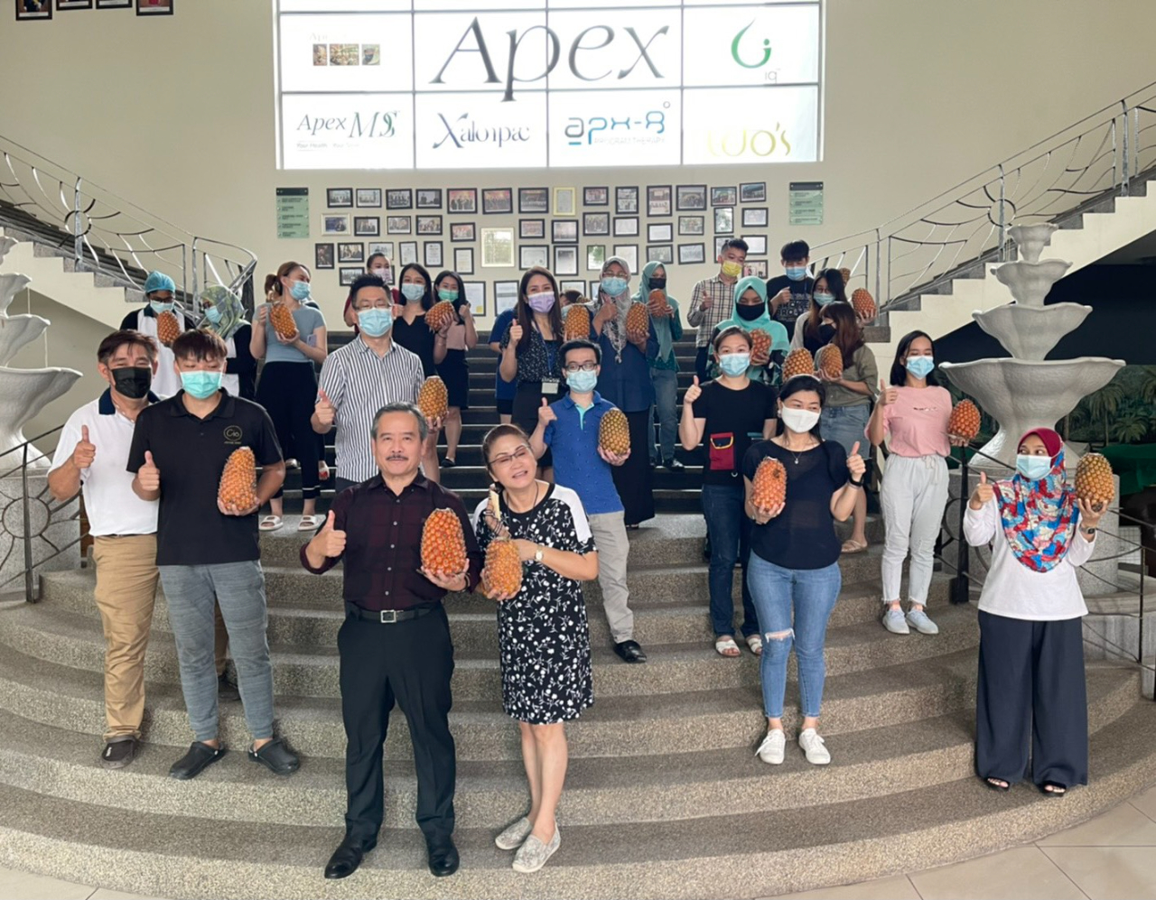Members of Taipei Investors Association standing committees in Perak, Melaka and Johor join the purchase of Taiwanese pineapples.