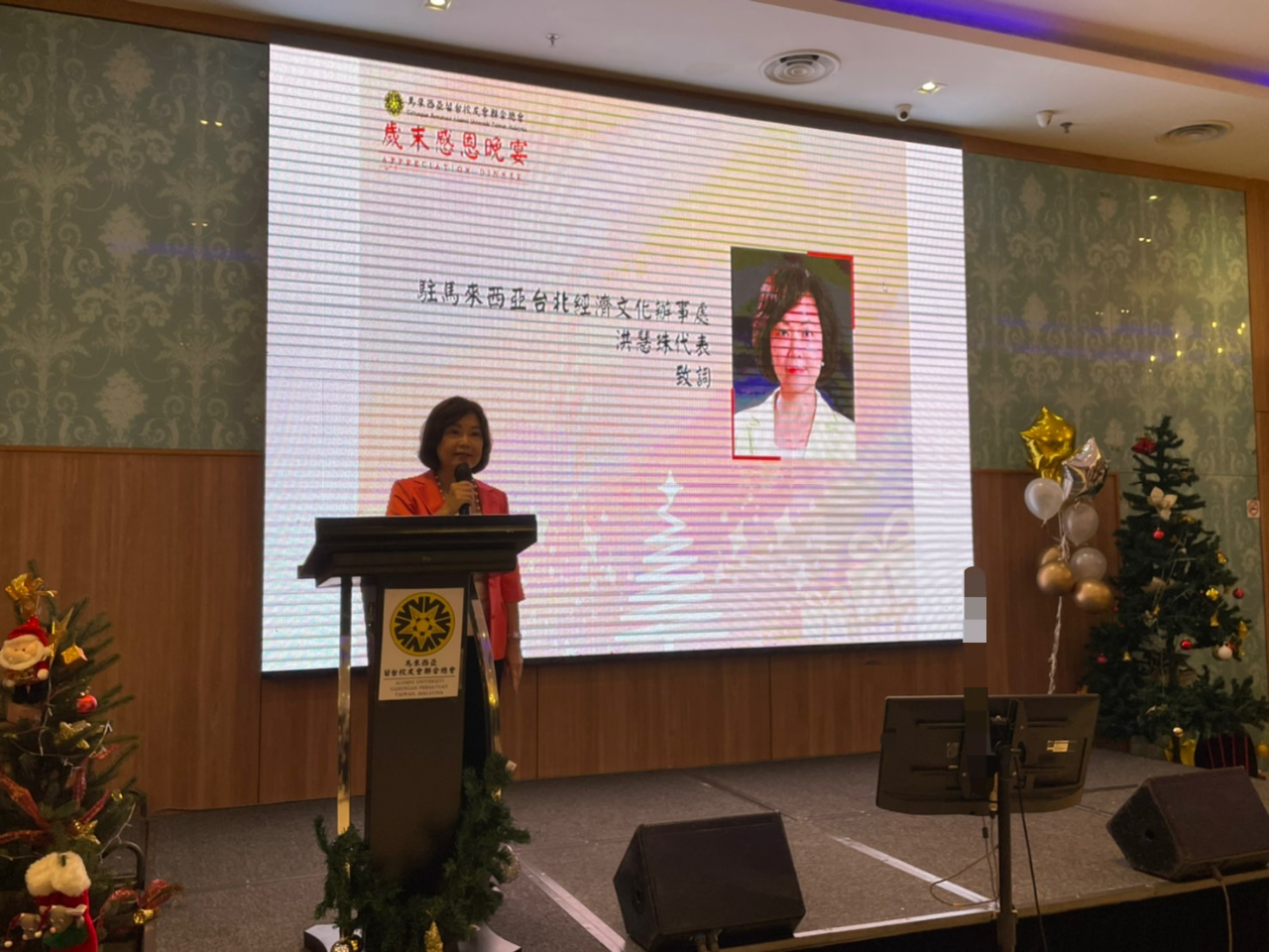 Representative Anne Hung delivers a speech.