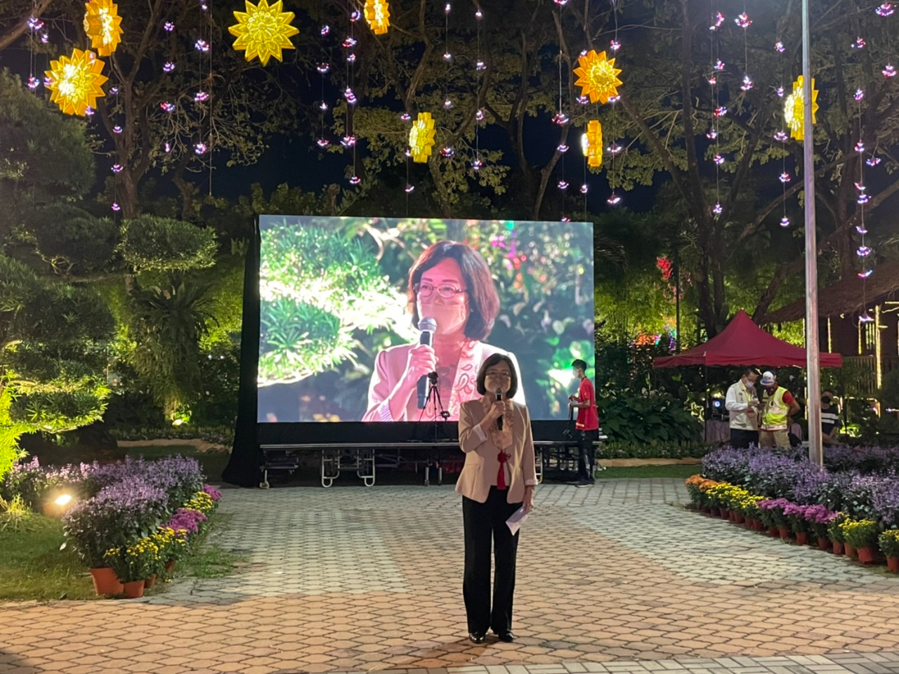 Representative Anne Hung delivers a speech