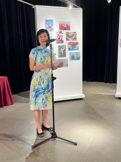 南洋藝術學院院長蘇惠蘭女士於愛與和諧-世界兒童畫展開幕典禮致詞 (112/10/20)
