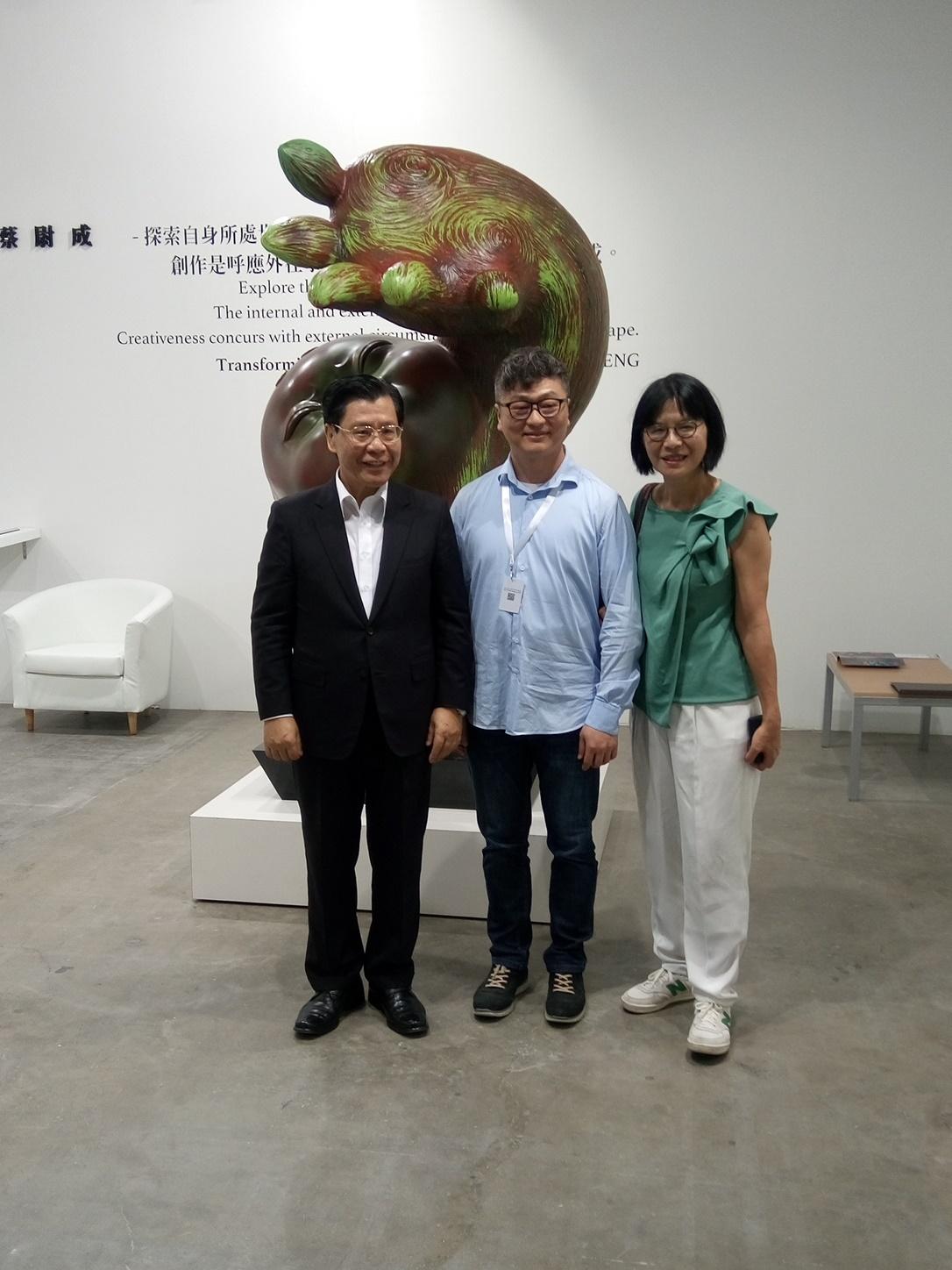 Representative Francis Liang (extreme left) with participating exhibitors at Art Stage Singapore 2018.