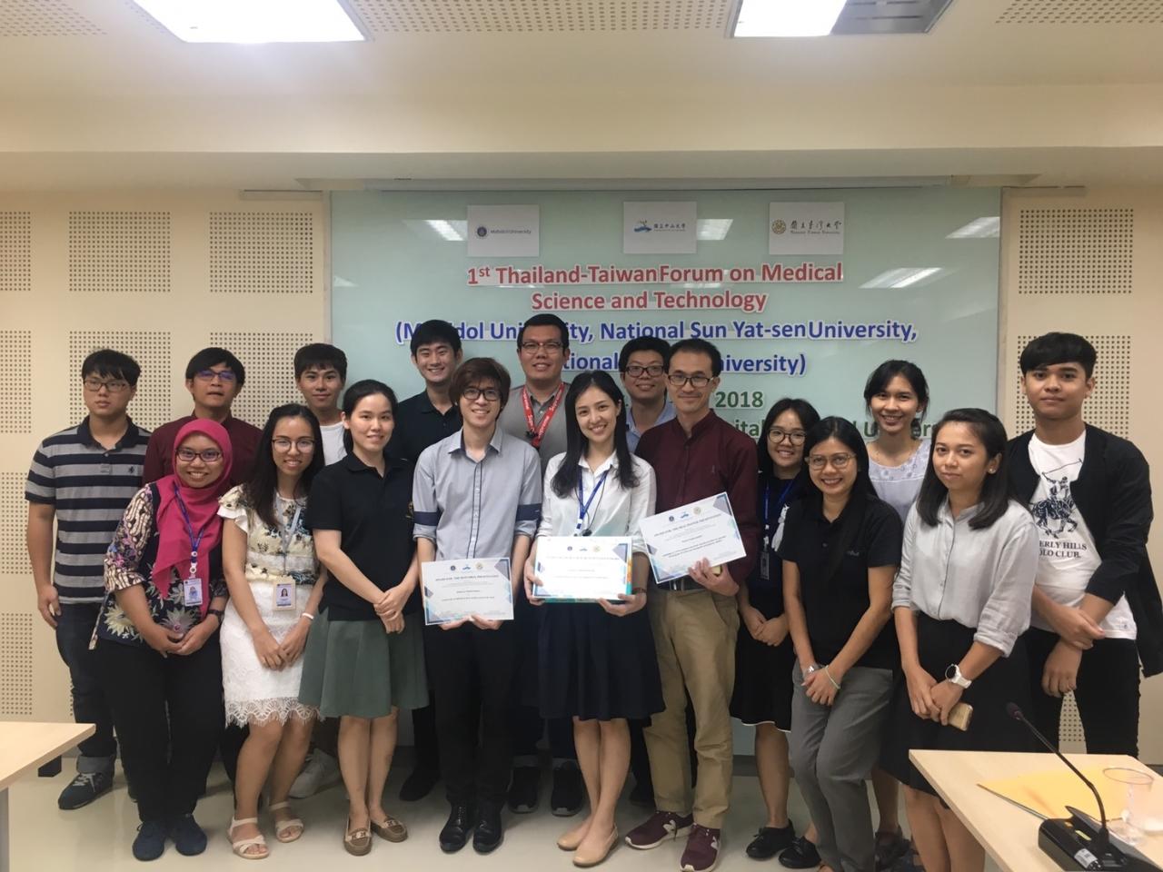 參與報告的泰國及台灣學生及得獎學生

