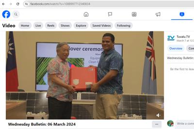 The handover ceremony of equipment for the Clean Energy Project &amp; the Tuvalu Classroom AC Project &amp; a grant for the Tuvalu Coastal Adaptation Project